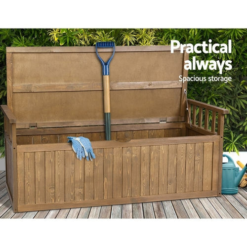 Gardeon Outdoor Storage Bench Box 129cm Wooden Garden Toy Chest Sheds