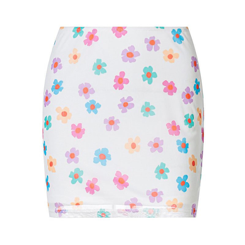 Women's Fashionable Flower Skirt With Bag