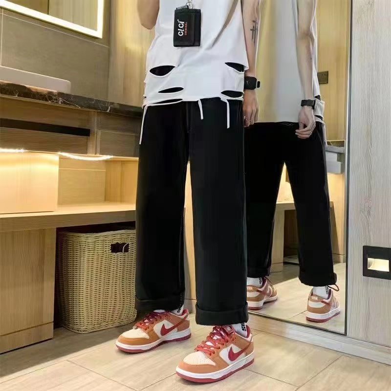 Men's Black Star Printed Baggy Jeans