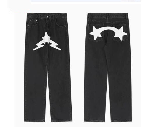 Men's Black Star Printed Baggy Jeans
