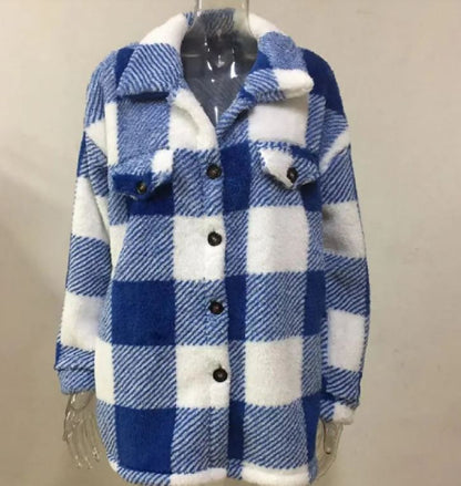 Women's Plush Open Button Lapel Thermal Coat