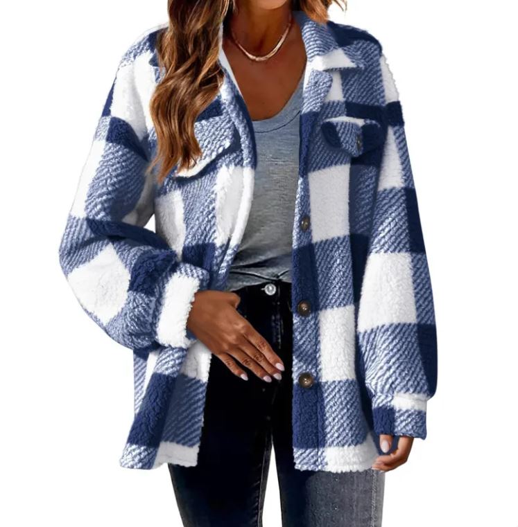 Women's Plush Open Button Lapel Thermal Coat