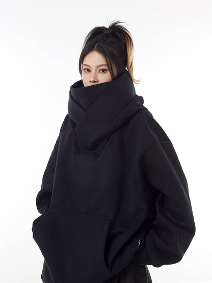 Women's High Collar Fleece Lined Hoodie