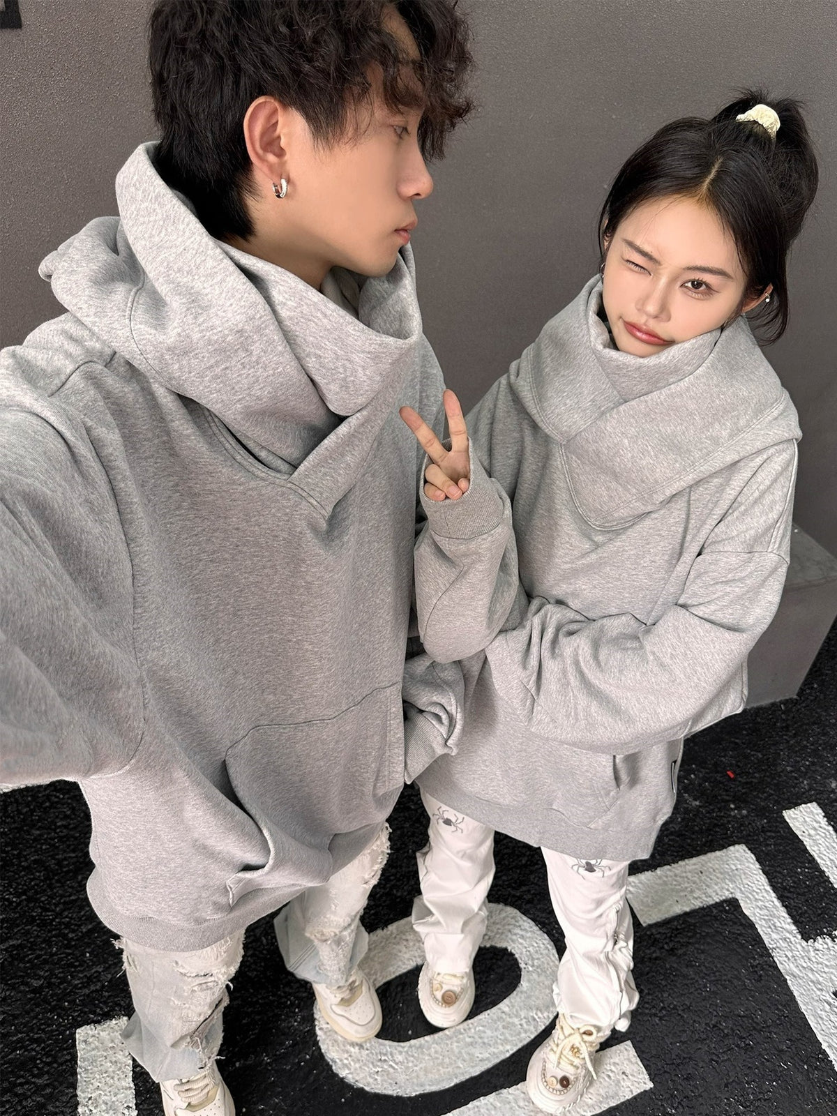 Women's High Collar Fleece Lined Hoodie