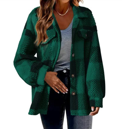 Women's Plush Open Button Lapel Thermal Coat