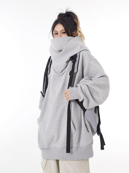 Women's High Collar Fleece Lined Hoodie