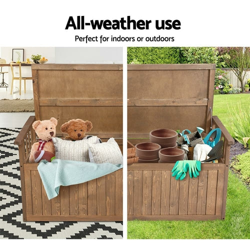 Gardeon Outdoor Storage Bench Box 129cm Wooden Garden Toy Chest Sheds