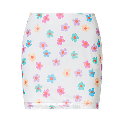 Women's Fashionable Flower Skirt With Bag