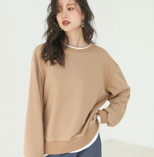 Women's Round Neck Loose Stitching Two-Piece Top