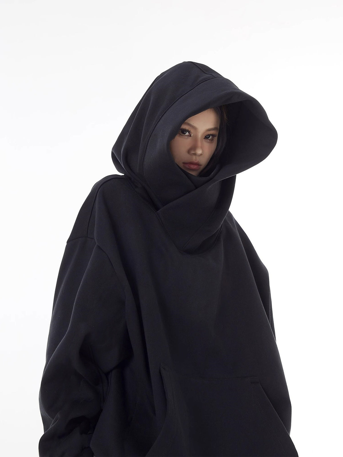 Women's High Collar Fleece Lined Hoodie